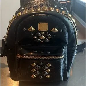Mcm studded backpack leather like new no call outs no pets or smoke just leather MCM Rucksack Studded Blue Leather Backpack Large | eBay main image 4